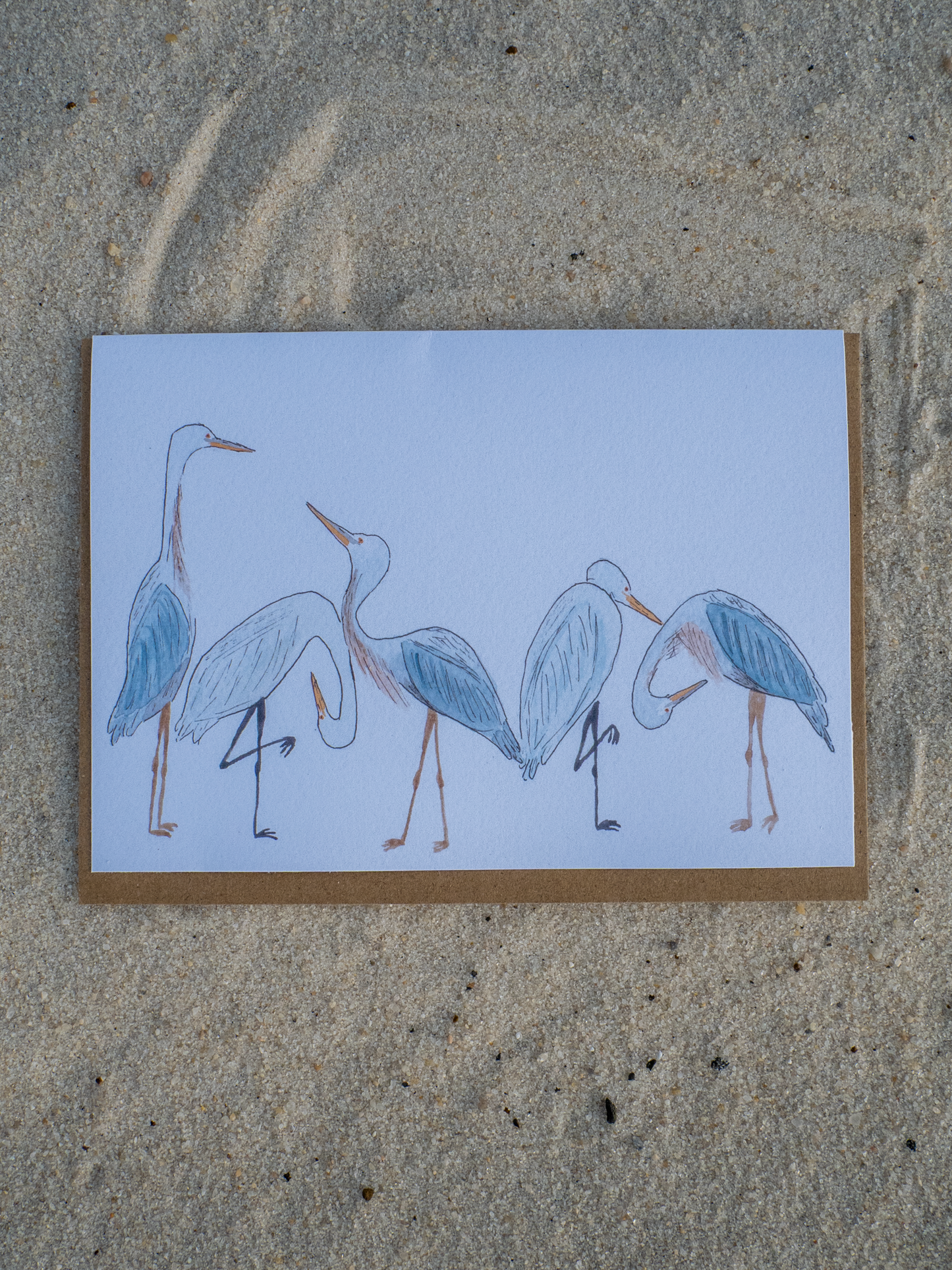 Heron Egret Greeting Card, Coastal Bird Watercolor Art, Gulf Coast Nature Card, Beach Lover Gift, Shorebird Art, Blank Inside, 5x7