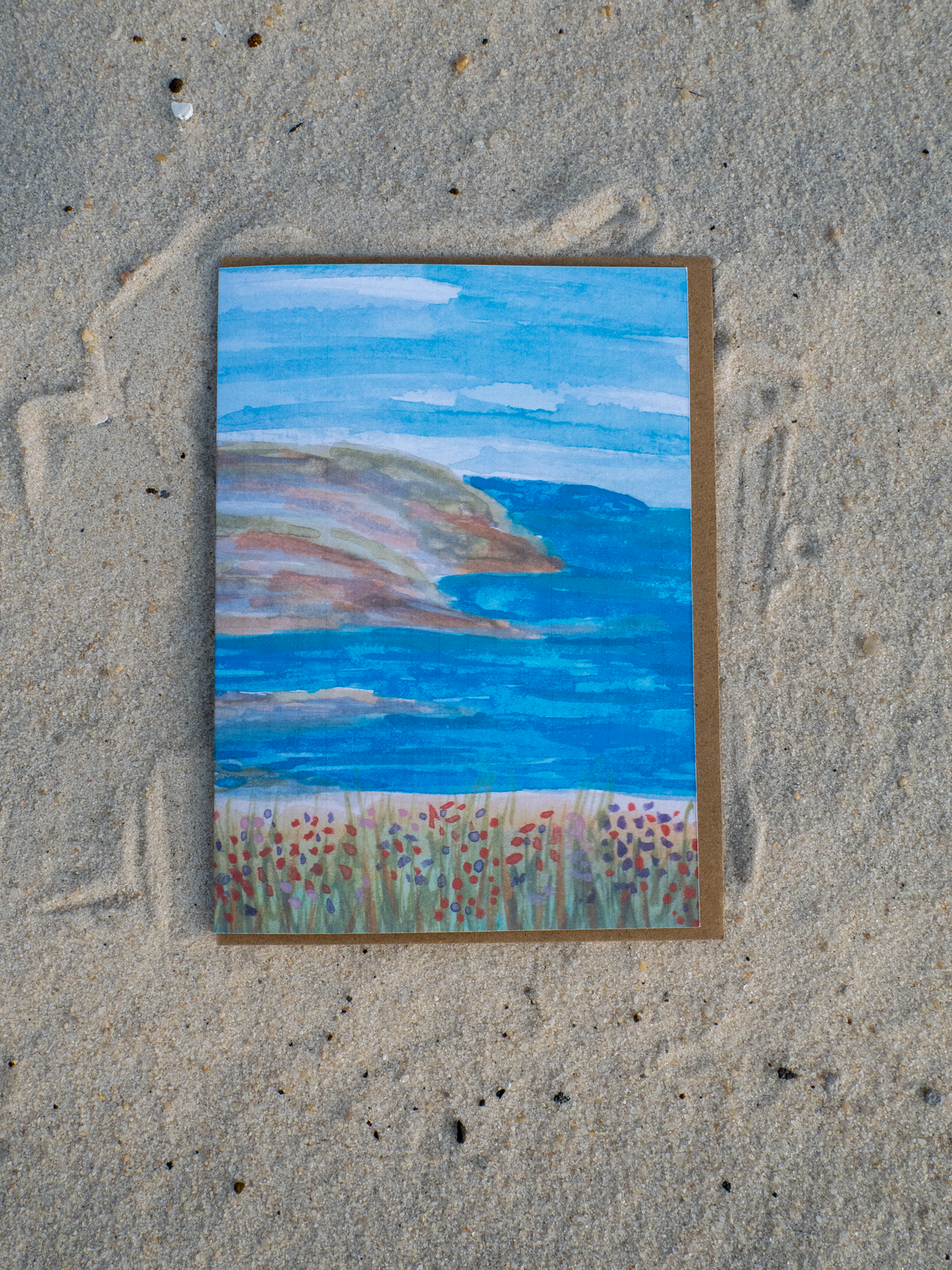 Coastal Landscape Card, Gulf Coast Watercolor Art, Beach Scenery Card, Ocean Nature Card, Blank Inside, Beach Lover Gift, 5x7