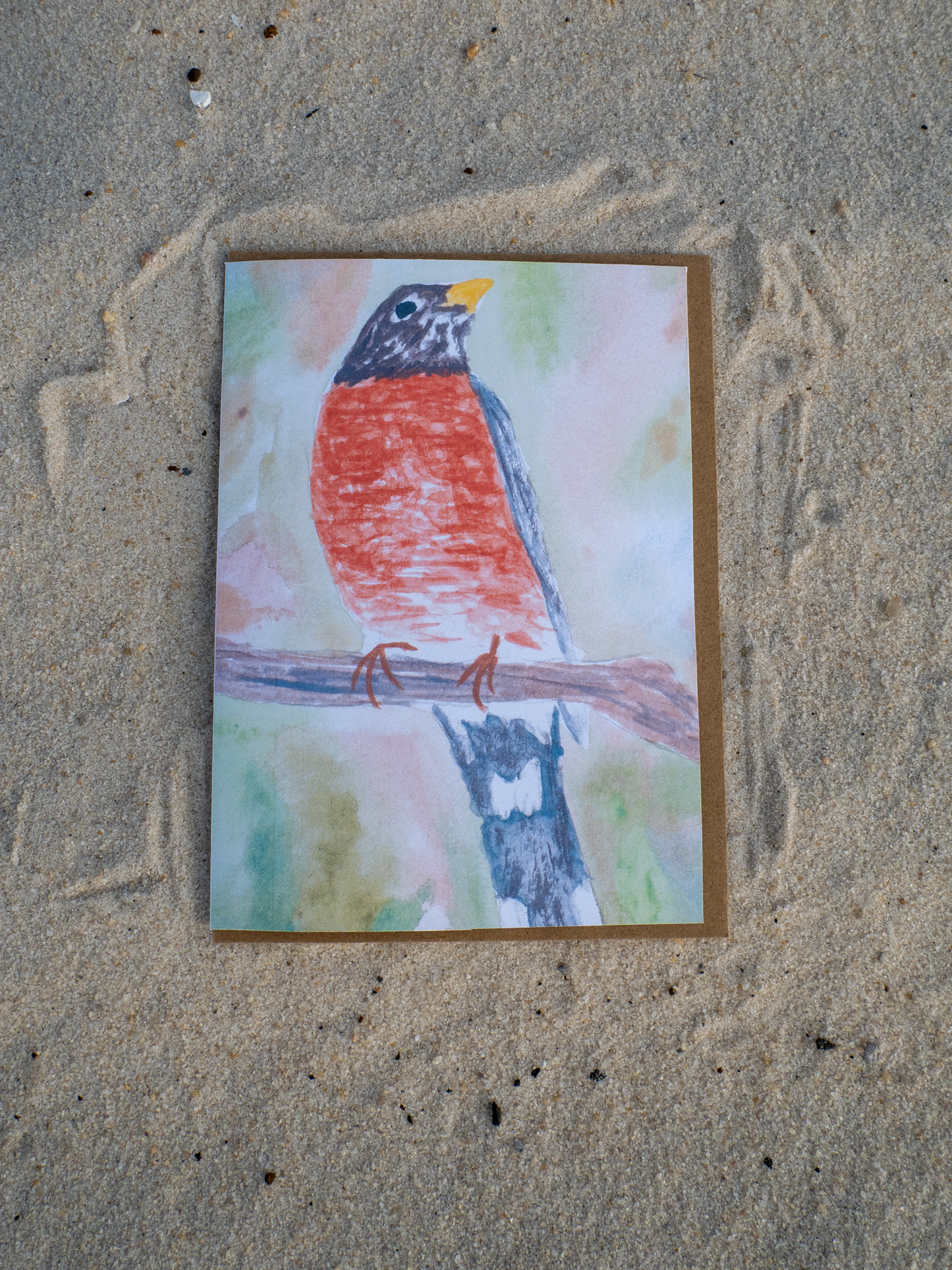 American Robin Greeting Card, Watercolor Bird Art, Nature Lover Card, Bird Watcher Gift, Wildlife Art Card, Blank Inside, 5x7