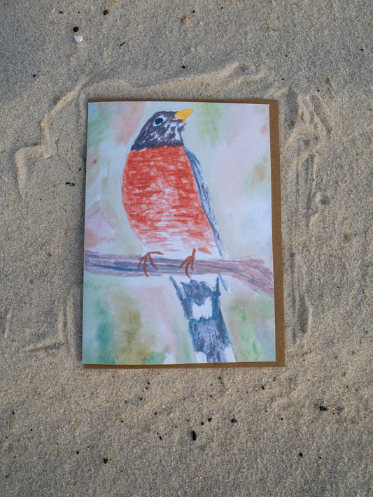 American Robin Greeting Card, Watercolor Bird Art, Nature Lover Card, Bird Watcher Gift, Wildlife Art Card, Blank Inside, 5x7
