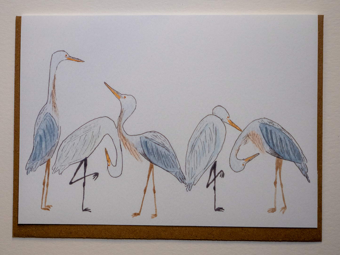 Heron Egret Greeting Card, Coastal Bird Watercolor Art, Gulf Coast Nature Card, Beach Lover Gift, Shorebird Art, Blank Inside, 5x7