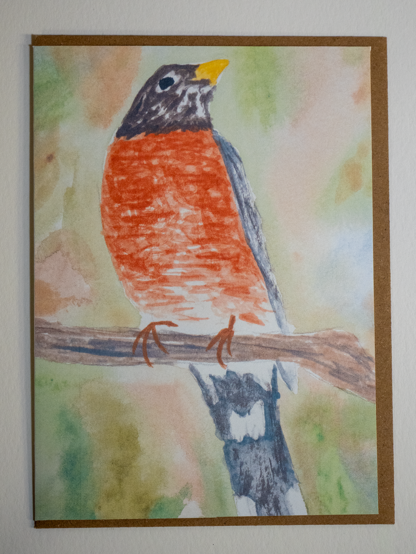American Robin Greeting Card, Watercolor Bird Art, Nature Lover Card, Bird Watcher Gift, Wildlife Art Card, Blank Inside, 5x7
