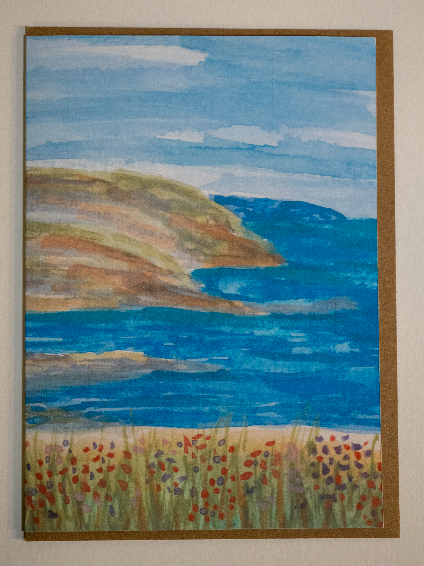 Coastal Landscape Card, Gulf Coast Watercolor Art, Beach Scenery Card, Ocean Nature Card, Blank Inside, Beach Lover Gift, 5x7