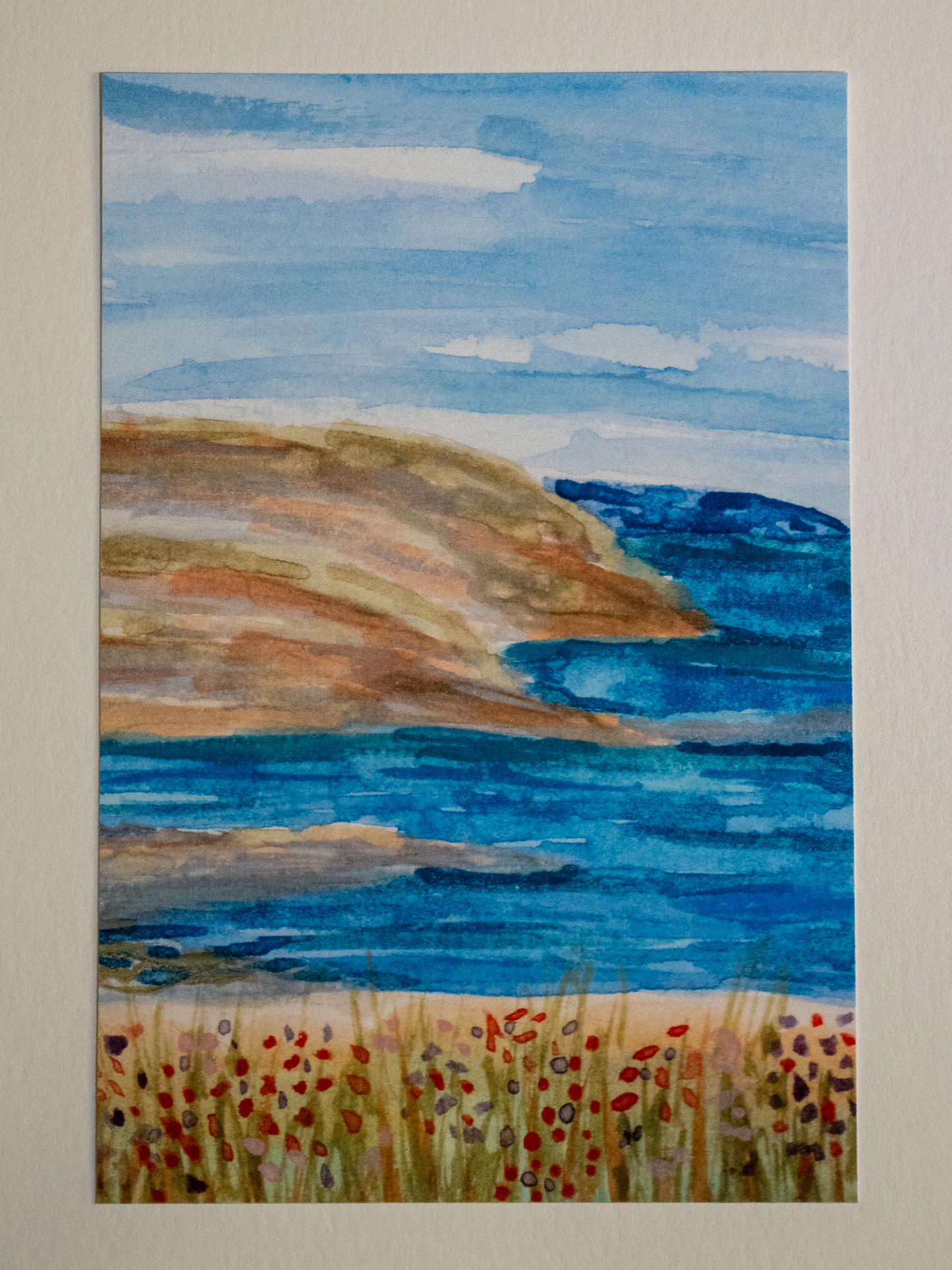 Coastal Landscape Postcard, Gulf Coast Watercolor Art, Beach Scenery Card, Ocean Art Print, Nature Lover Gift, Scenic Card, 4x6