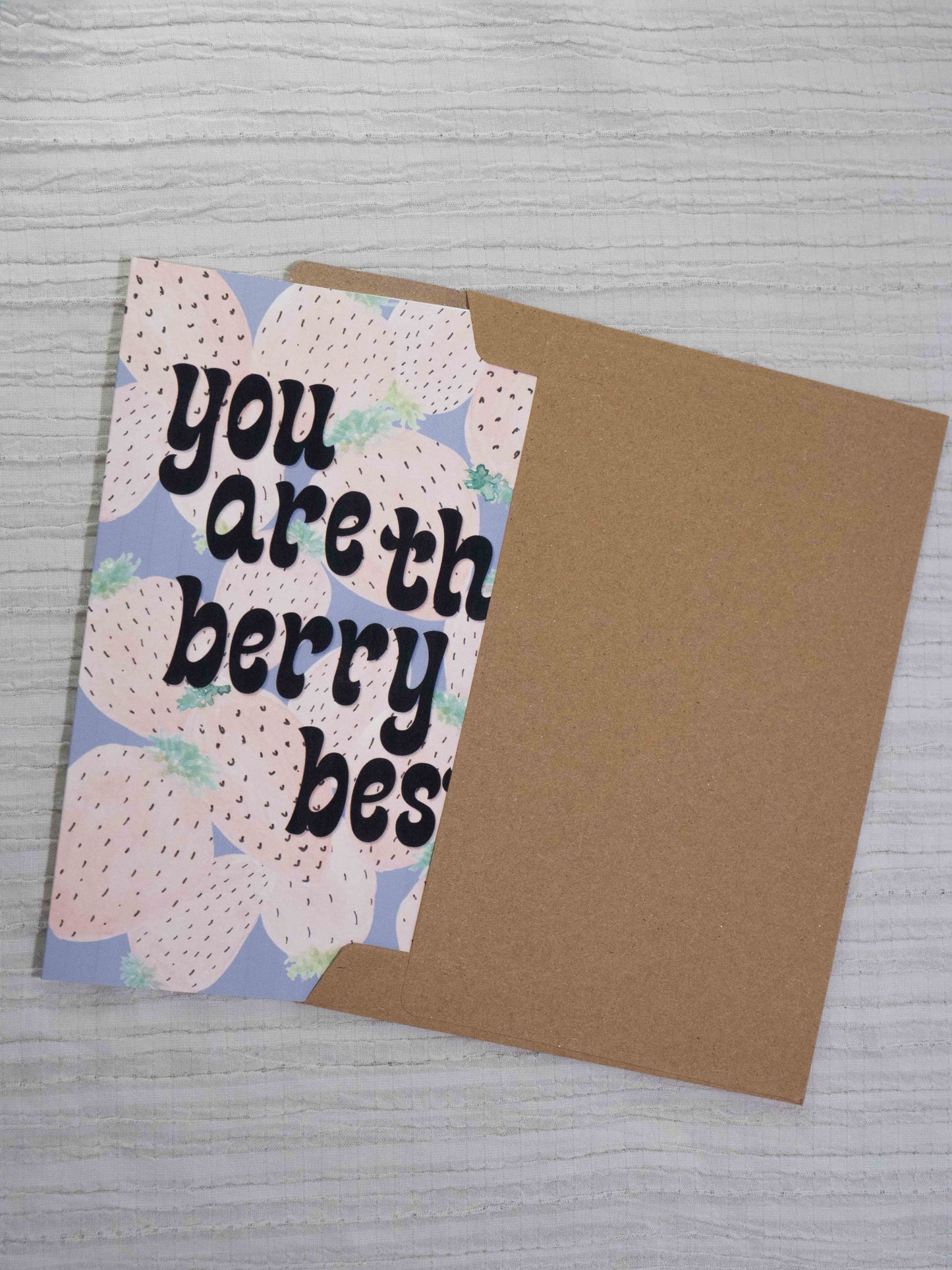 Strawberry Greeting Card | Berry Best | Watercolor Art Card | Fruit Pun Card | Best Friend, Birthday & Appreciation Card | The BM Edit