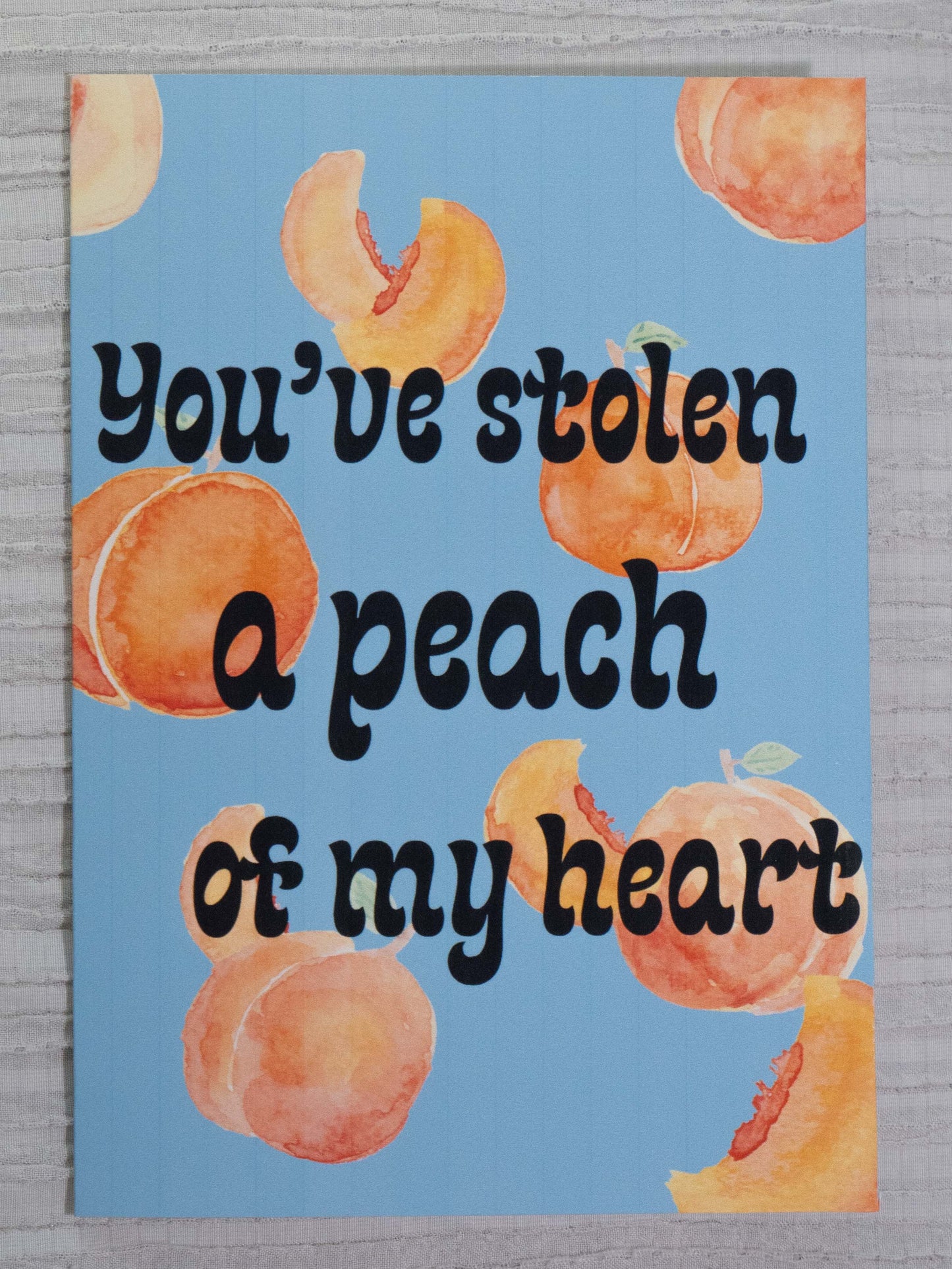 Peach Greeting Card | You've Stolen a Peach of My Heart | Watercolor Art Card | Fruit Pun Card | Love, Valentine's & Anniversary Card | The BM Edit