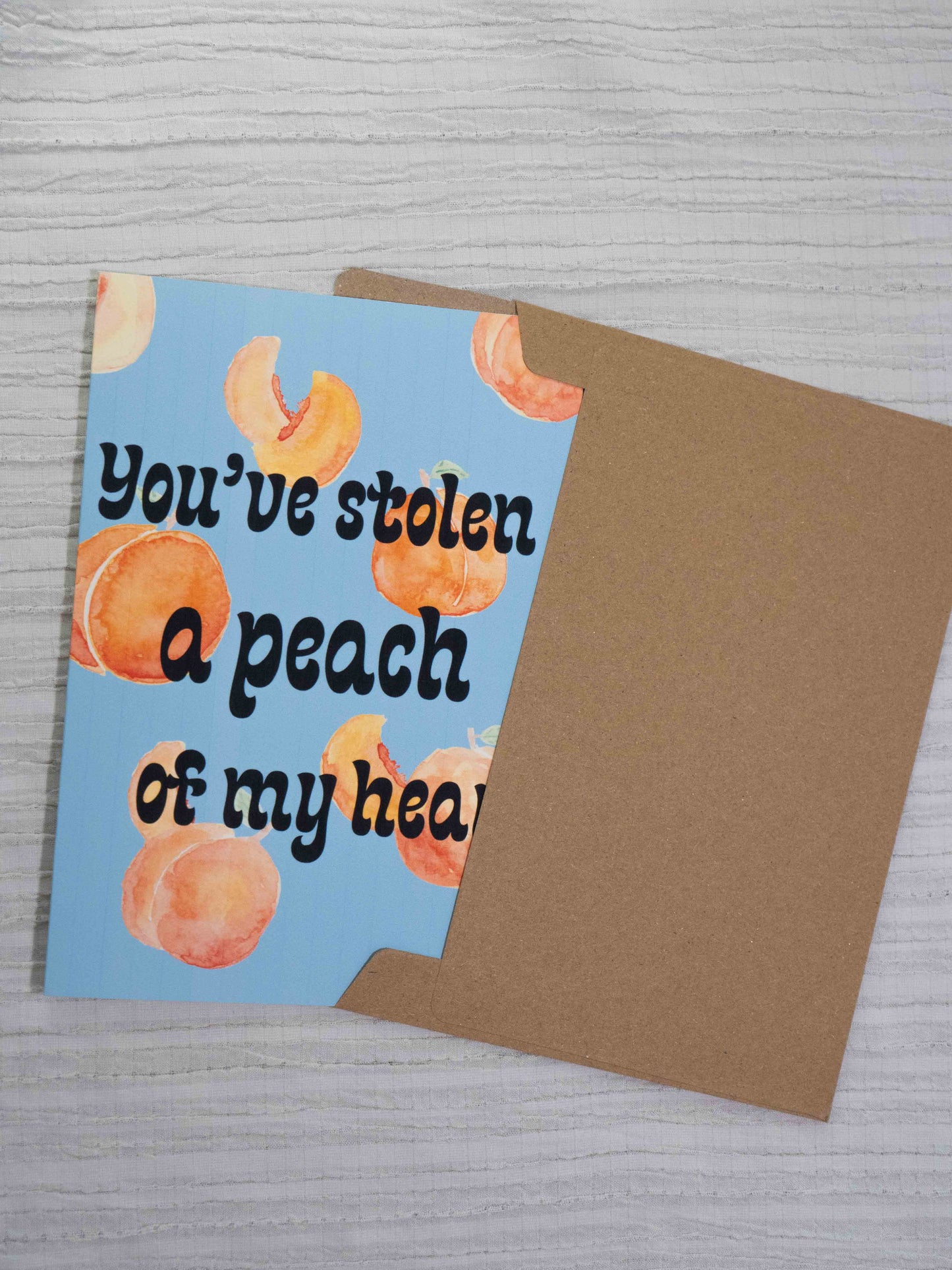 Peach Greeting Card | You've Stolen a Peach of My Heart | Watercolor Art Card | Fruit Pun Card | Love, Valentine's & Anniversary Card | The BM Edit