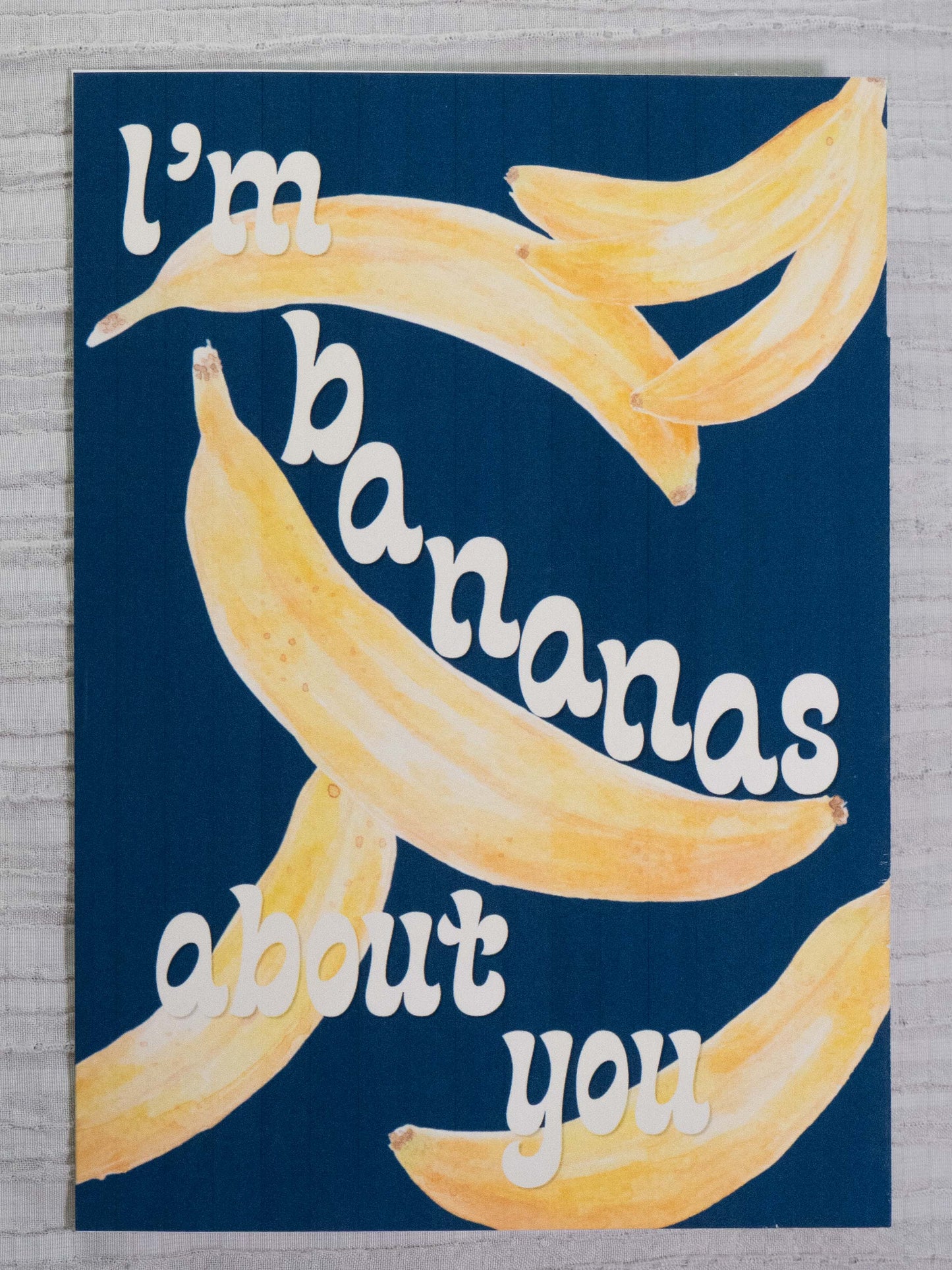 Banana Greeting Card | I'm Bananas About You | Watercolor Art Card | Fruit Pun Card | Valentine's, Love & Funny Card | The BM Edit