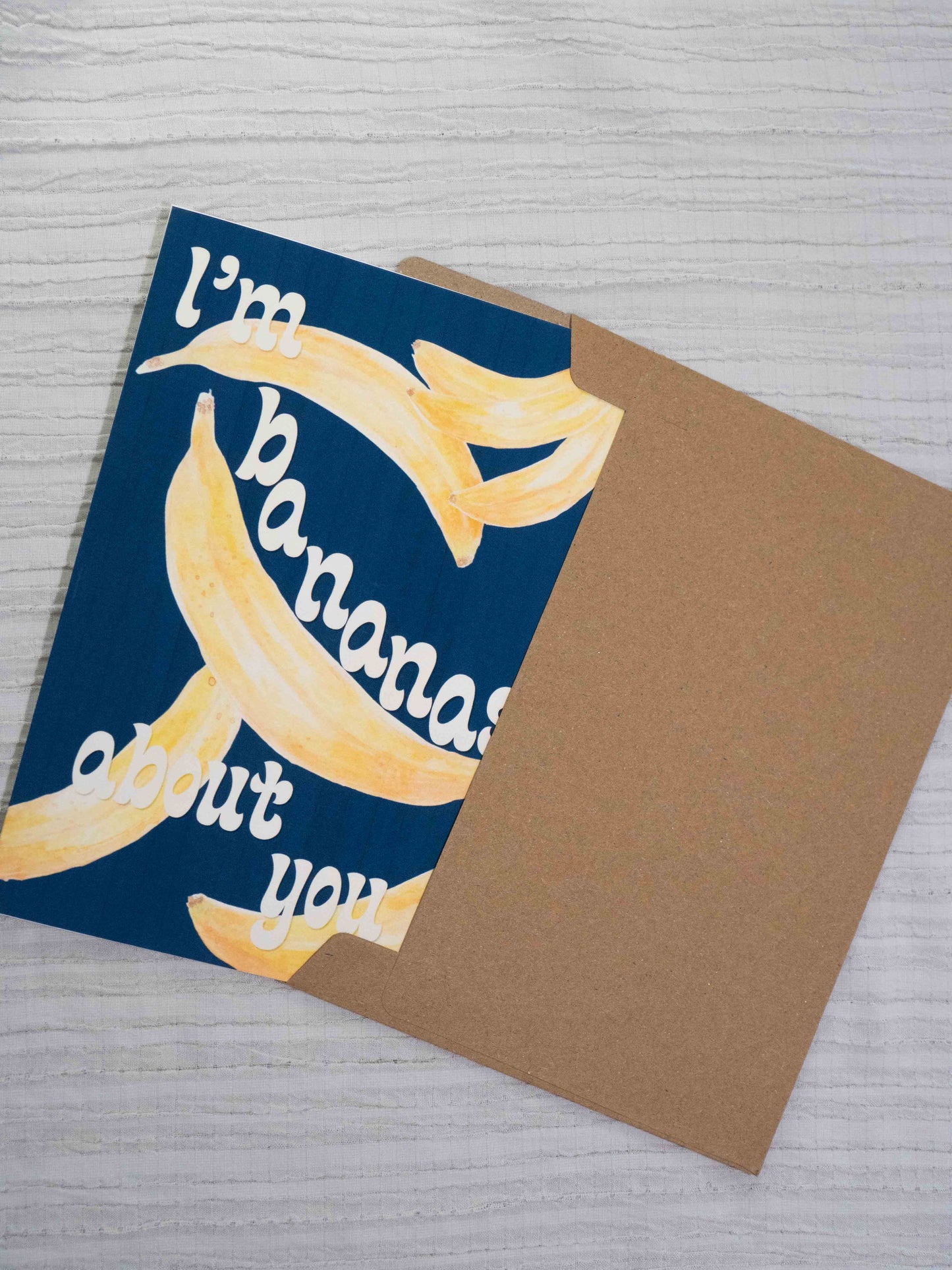 Banana Greeting Card | I'm Bananas About You | Watercolor Art Card | Fruit Pun Card | Valentine's, Love & Funny Card | The BM Edit