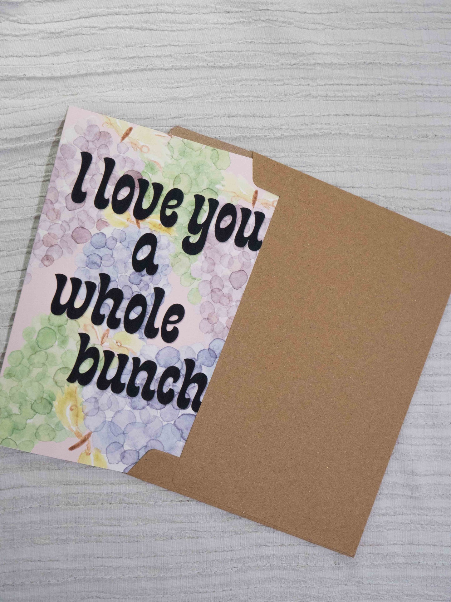 Grape Greeting Card | I Love You a Whole Bunch | Watercolor Art Card | Fruit Pun Card | Love, Anniversary & Valentine's Card | The BM Edit