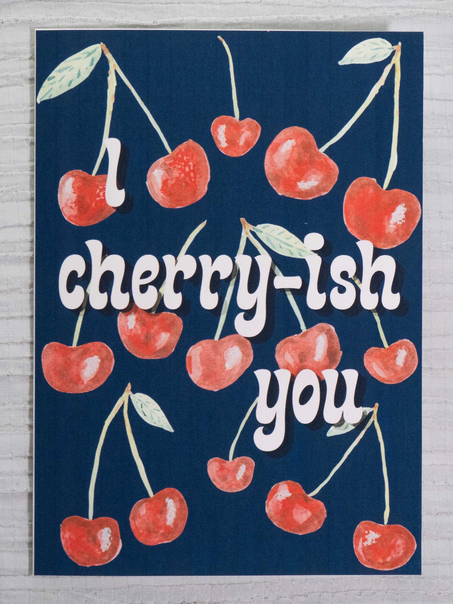 Cherry Greeting Card | I Cherry-ish You | Watercolor Art Card | Fruit Pun Card | Love, Valentine's & Anniversary Card | The BM Edit