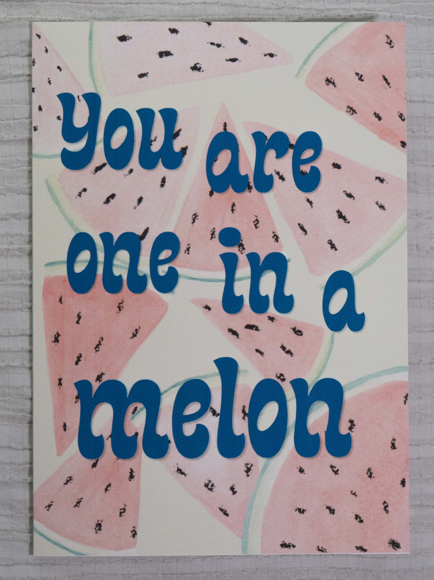 Watermelon Greeting Card | One in a Melon | Watercolor Art Card | Fruit Pun Card | Birthday, Summer & Love Card | The BM Edit