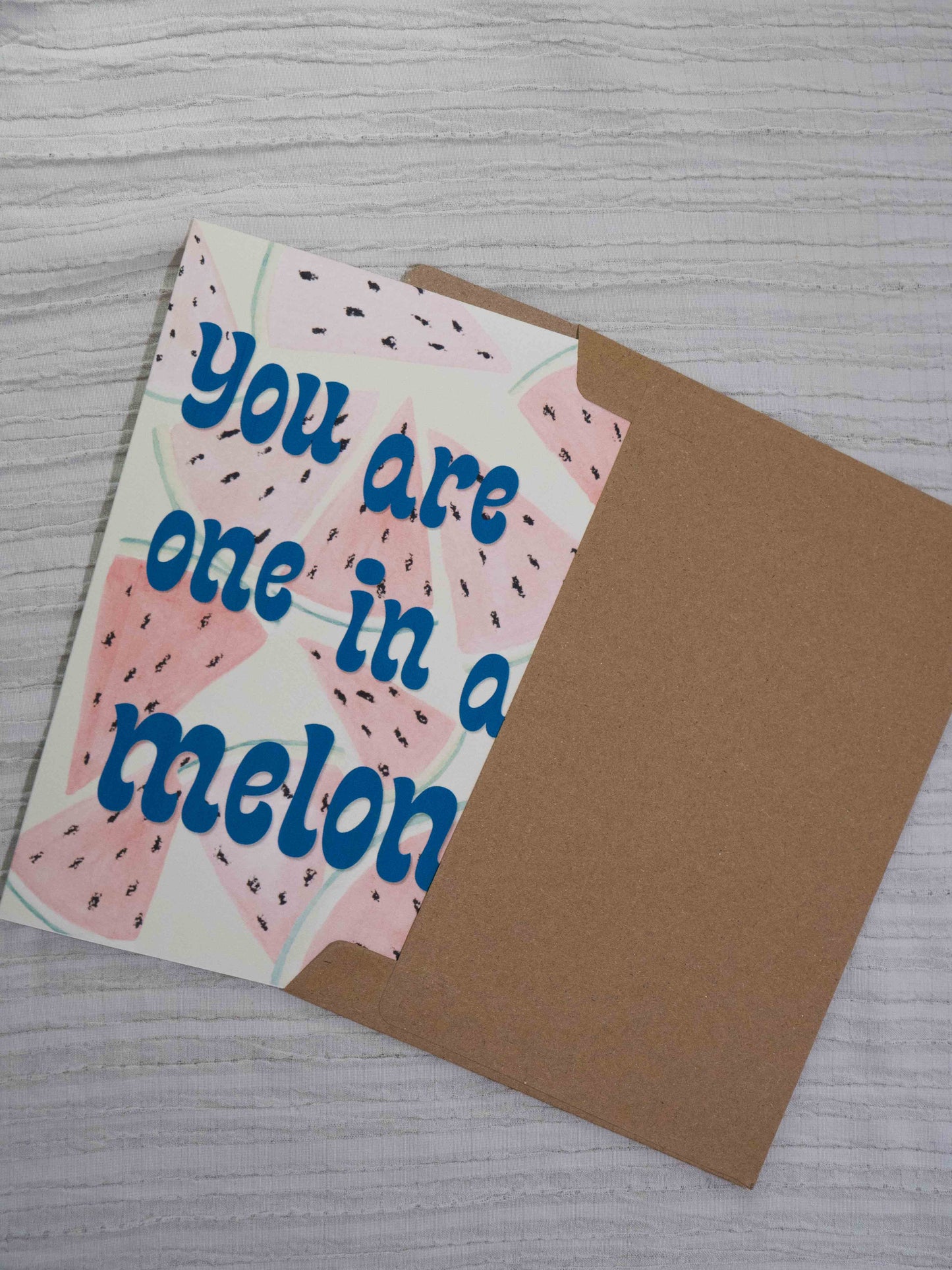 Watermelon Greeting Card | One in a Melon | Watercolor Art Card | Fruit Pun Card | Birthday, Summer & Love Card | The BM Edit