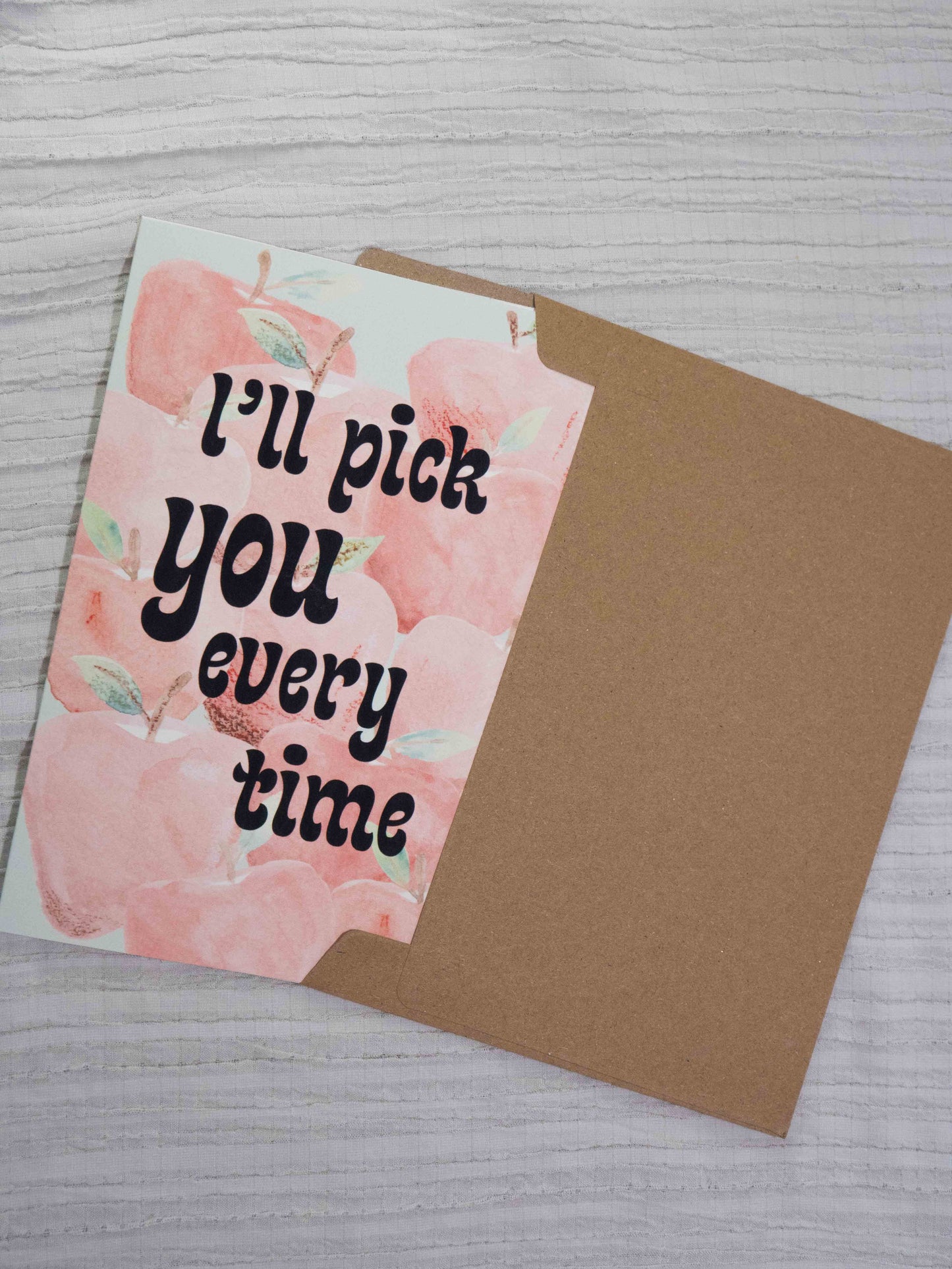 Apple Greeting Card | I'd Pick You | Watercolor Art Card | Fruit Pun Card | Friendship, Love & Birthday Card | The BM Edit